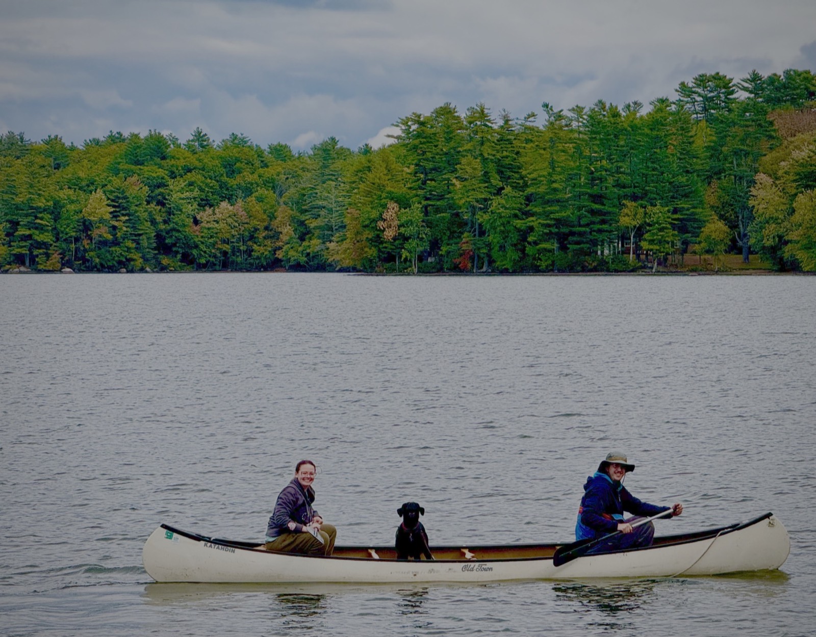 Two canoes on the lake.